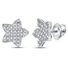Stellar Brilliance: Men's 10kt White Gold Round Diamond Star Cluster Earrings 1/6 Cttw  Top View from Splendid Jewellery
