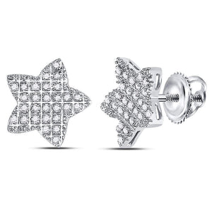 Stellar Brilliance: Men's 10kt White Gold Round Diamond Star Cluster Earrings 1/6 Cttw - Splendid Jewellery