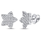 Stellar Brilliance: Men's 10kt White Gold Round Diamond Star Cluster Earrings 1/6 Cttw  Side View from Splendid Jewellery