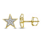Stellar Radiance: 10kt Yellow Gold Womens Round Diamond Star Earrings 1/20 Cttw - Splendid Jewellery