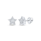 Stellar Sparkle: 10kt White Gold Womens Round Diamond Star Earrings 1/5 Cttw - Splendid Jewellery