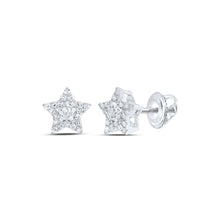 Load image into Gallery viewer, Stellar Sparkle: 10kt White Gold Womens Round Diamond Star Earrings 1/5 Cttw - Splendid Jewellery