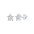 Stellar Sparkle: 10kt White Gold Womens Round Diamond Star Earrings 1/5 Cttw - Splendid Jewellery