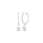 Stellar Sparkle: 10kt White Gold Womens Round Diamond Star Hoop Dangle Earrings 1/5 Cttw - Splendid Jewellery