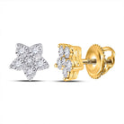Stellar Sparkle: 10kt Yellow Gold Womens Round Diamond Star Earrings 1/8 Cttw - Splendid Jewellery