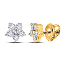 Load image into Gallery viewer, Stellar Sparkle: 10kt Yellow Gold Womens Round Diamond Star Earrings 1/8 Cttw - Splendid Jewellery