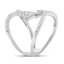 Load image into Gallery viewer, Stellar Sparkle | 14kt White Gold Diamond Starburst Negative Space Ring 1/2 Cttw | Splendid Jewellery - Splendid Jewellery