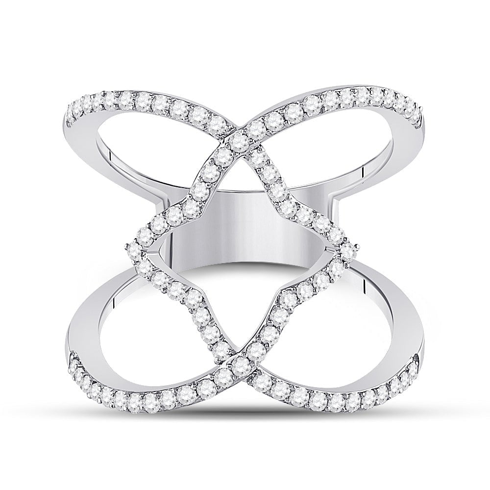 Stellar Sparkle | 14kt White Gold Diamond Starburst Negative Space Ring 1/2 Cttw | Splendid Jewellery - Splendid Jewellery
