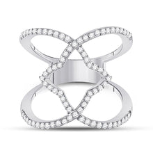 Load image into Gallery viewer, Stellar Sparkle | 14kt White Gold Diamond Starburst Negative Space Ring 1/2 Cttw | Splendid Jewellery - Splendid Jewellery