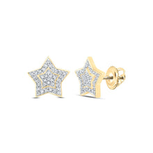 Load image into Gallery viewer, Stellar Splendor: 10kt Yellow Gold Womens Round Diamond Star Earrings 1/5 Cttw - Splendid Jewellery