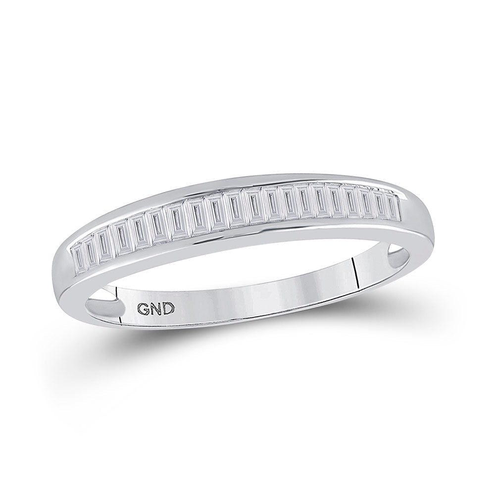 Sterling Silver Baguette Diamond Wedding Band 1/4 Cttw - Splendid Jewellery