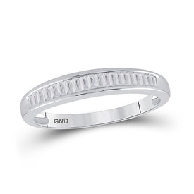Sterling Silver Baguette Diamond Wedding Band 1/4 Cttw - Splendid Jewellery