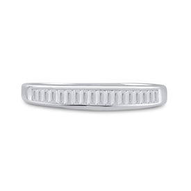Sterling Silver Baguette Diamond Wedding Band 1/4 Cttw - Splendid Jewellery