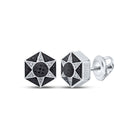 Sterling Silver Black Diamond Hexagon Star Cluster Earrings - 1/5 Cttw - Splendid Jewellery