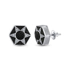 Sterling Silver Black Diamond Hexagon Star Cluster Earrings - 1/5 Cttw  Side View from Splendid Jewellery