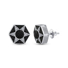 Sterling Silver Black Diamond Hexagon Star Cluster Earrings - 1/5 Cttw - Splendid Jewellery