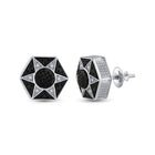 Sterling Silver Black Diamond Hexagon Star Cluster Earrings - 1/5 Cttw - Splendid Jewellery