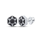 Sterling Silver Black Diamond Hexagon Star Cluster Earrings - 1/5 Cttw  Top View from Splendid Jewellery