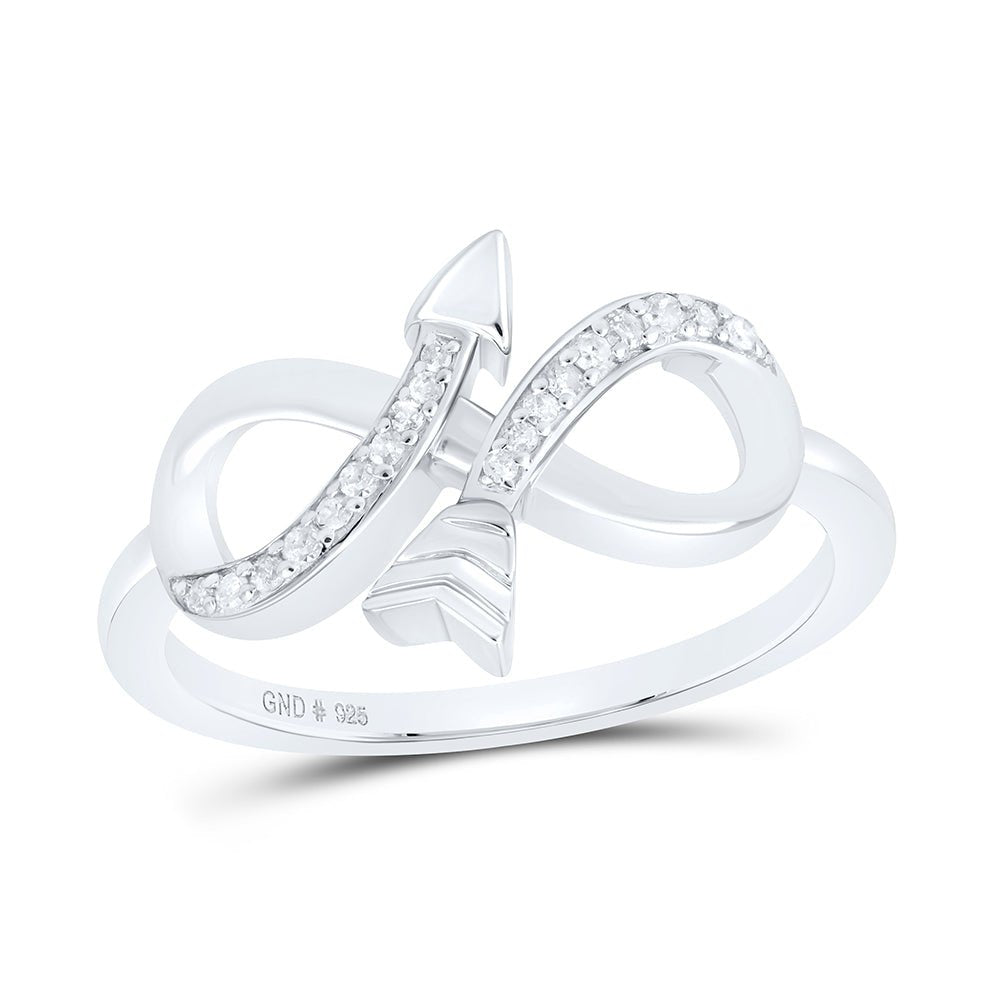 Sterling Silver Diamond Arrow Ring 1/10 Cttw - Splendid Jewellery