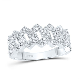 Sterling Silver Diamond Cuban Men's Ring 3/8 Cttw - Splendid Jewellery