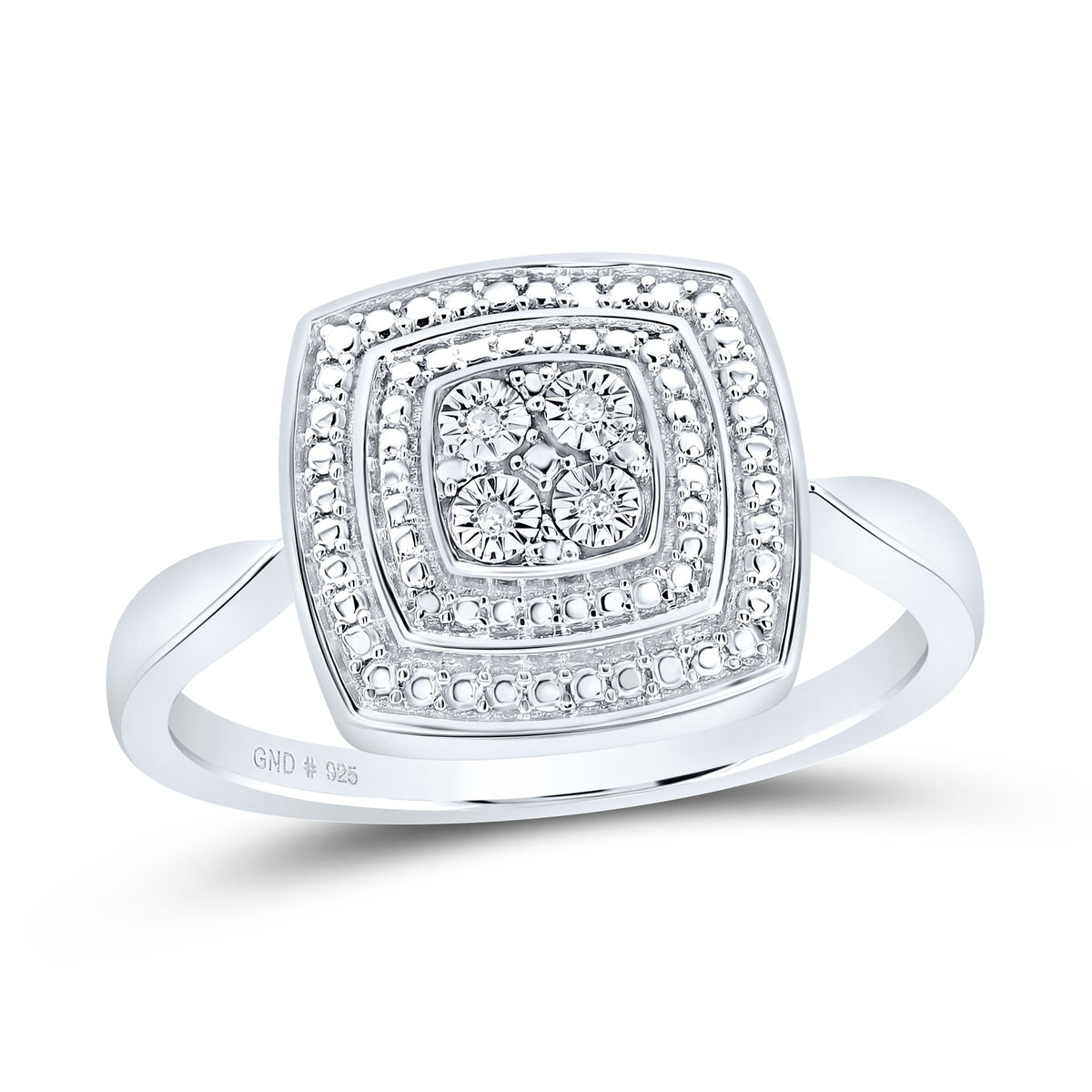 Sterling Silver Diamond Cushion Ring 0.01 Cttw - Splendid Jewellery