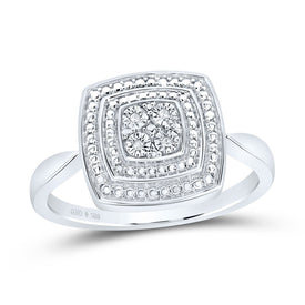 Sterling Silver Diamond Cushion Ring 0.01 Cttw - Splendid Jewellery