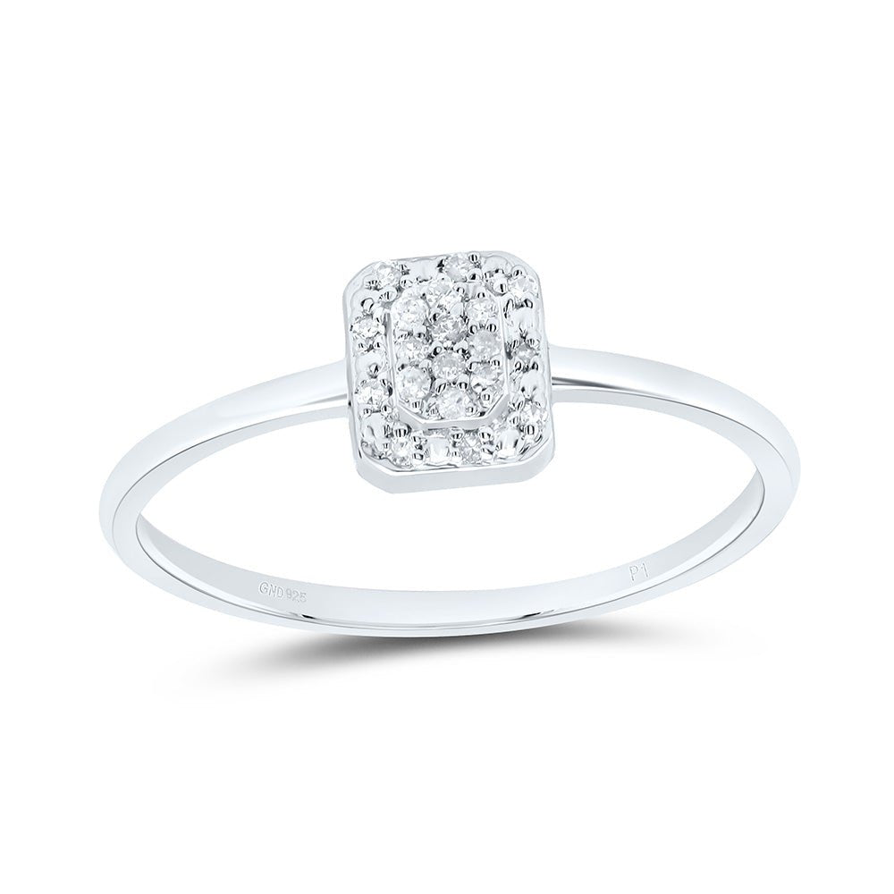 Sterling Silver Diamond Emerald Ring 1/12 Cttw - Splendid Jewellery