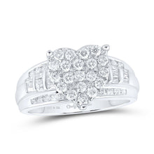 Load image into Gallery viewer, Sterling Silver Diamond Fashion Heart Ring 1 Cttw - Splendid Jewellery