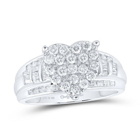 Sterling Silver Diamond Fashion Heart Ring 1 Cttw - Splendid Jewellery