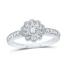 Sterling Silver Diamond Flower Ring 1/20 Cttw - Splendid Jewellery