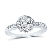 Load image into Gallery viewer, Sterling Silver Diamond Flower Ring 1/20 Cttw - Splendid Jewellery