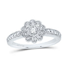 Sterling Silver Diamond Flower Ring 1/20 Cttw - Splendid Jewellery