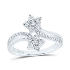 Sterling Silver Diamond Flower Ring 1/20 Cttw - Splendid Jewellery
