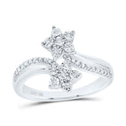 Sterling Silver Diamond Flower Ring 1/20 Cttw - Splendid Jewellery