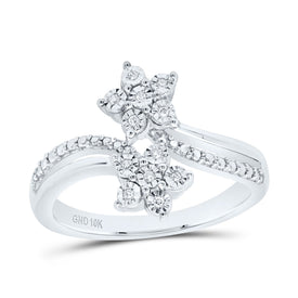 Sterling Silver Diamond Flower Ring 1/20 Cttw - Splendid Jewellery