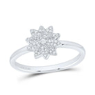 Sterling Silver Diamond Flower Ring 1/8 Cttw - Splendid Jewellery