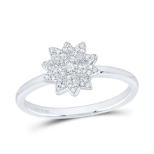 Load image into Gallery viewer, Sterling Silver Diamond Flower Ring 1/8 Cttw - Splendid Jewellery
