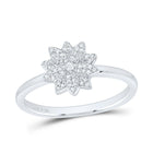 Sterling Silver Diamond Flower Ring 1/8 Cttw - Splendid Jewellery