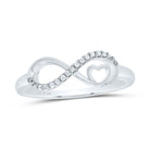 Sterling Silver Diamond Heart Infinity Ring 1/20 Cttw - Splendid Jewellery