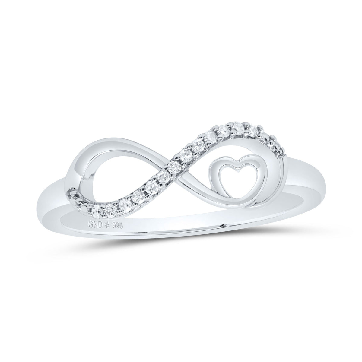 Sterling Silver Diamond Heart Infinity Ring 1/20 Cttw - Splendid Jewellery