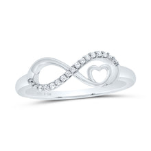 Load image into Gallery viewer, Sterling Silver Diamond Heart Infinity Ring 1/20 Cttw - Splendid Jewellery