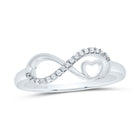 Sterling Silver Diamond Heart Infinity Ring 1/20 Cttw - Splendid Jewellery