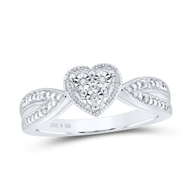 Sterling Silver Diamond Heart Ring 0.03 Cttw - Splendid Jewellery