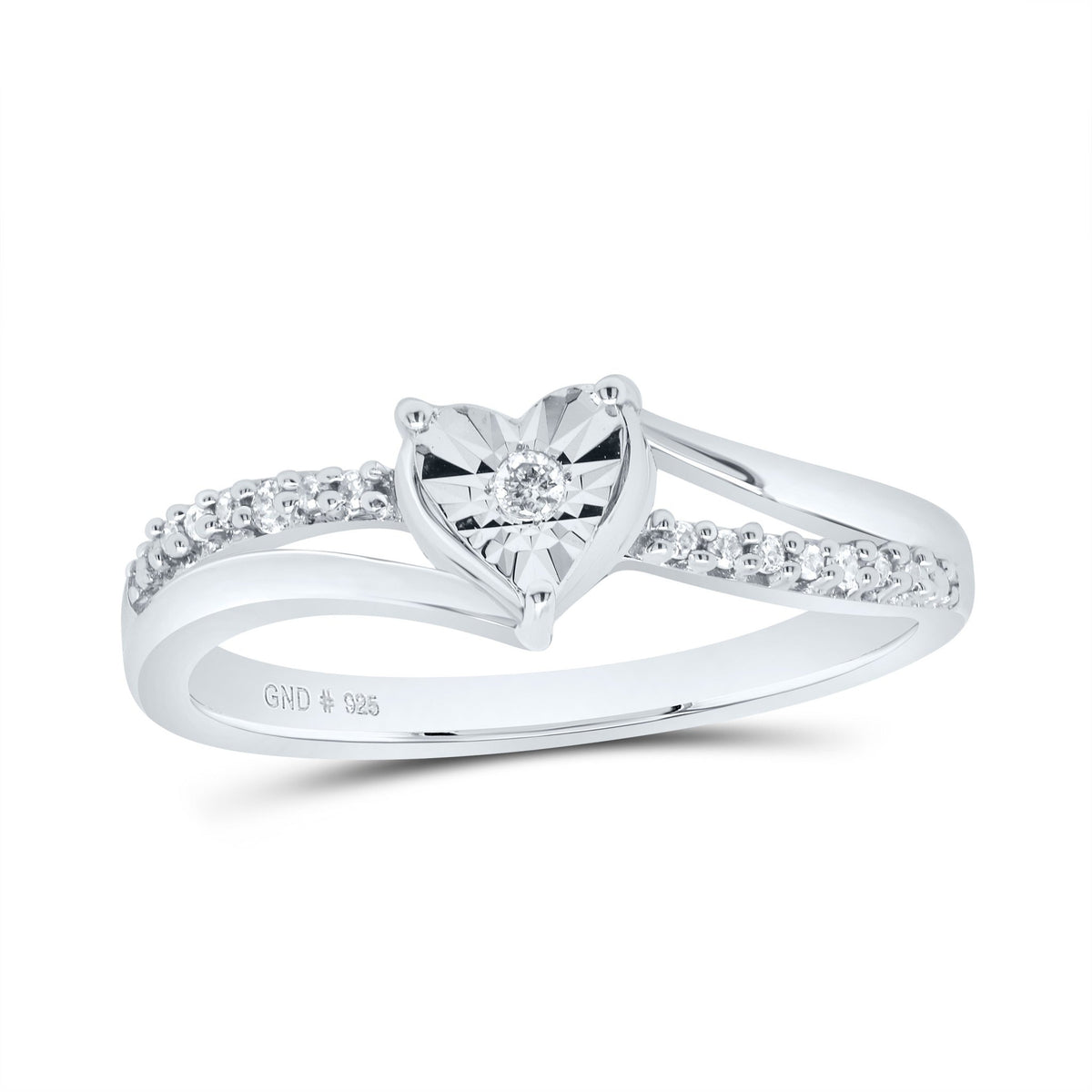 Sterling Silver Diamond Heart Ring 1/12 Cttw - Splendid Jewellery