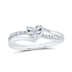 Sterling Silver Diamond Heart Ring 1/12 Cttw - Splendid Jewellery