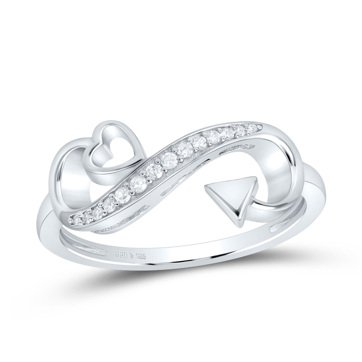 Sterling Silver Diamond Heart Ring 1/12 Cttw - Splendid Jewellery
