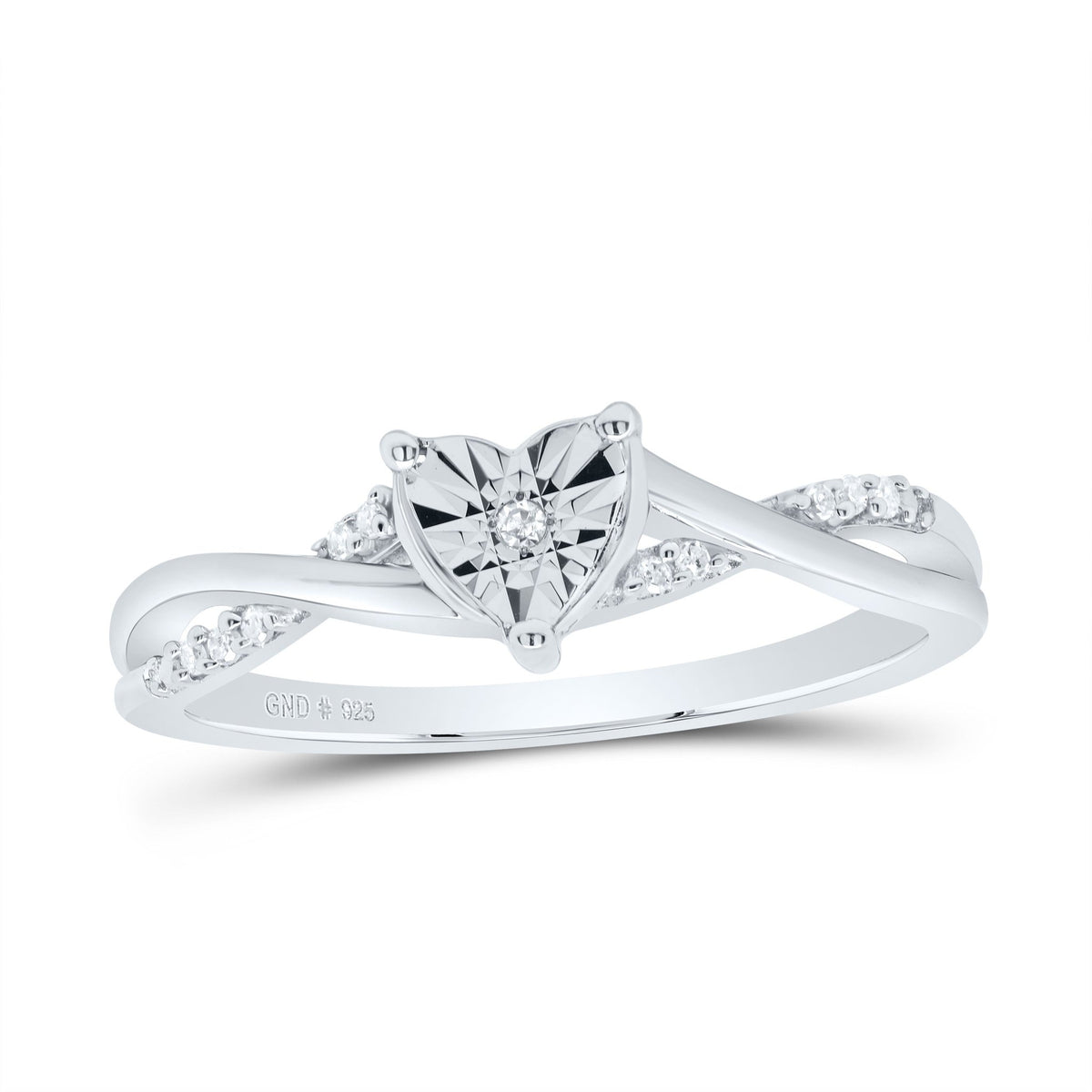 Sterling Silver Diamond Heart Ring 1/20 Cttw - Splendid Jewellery