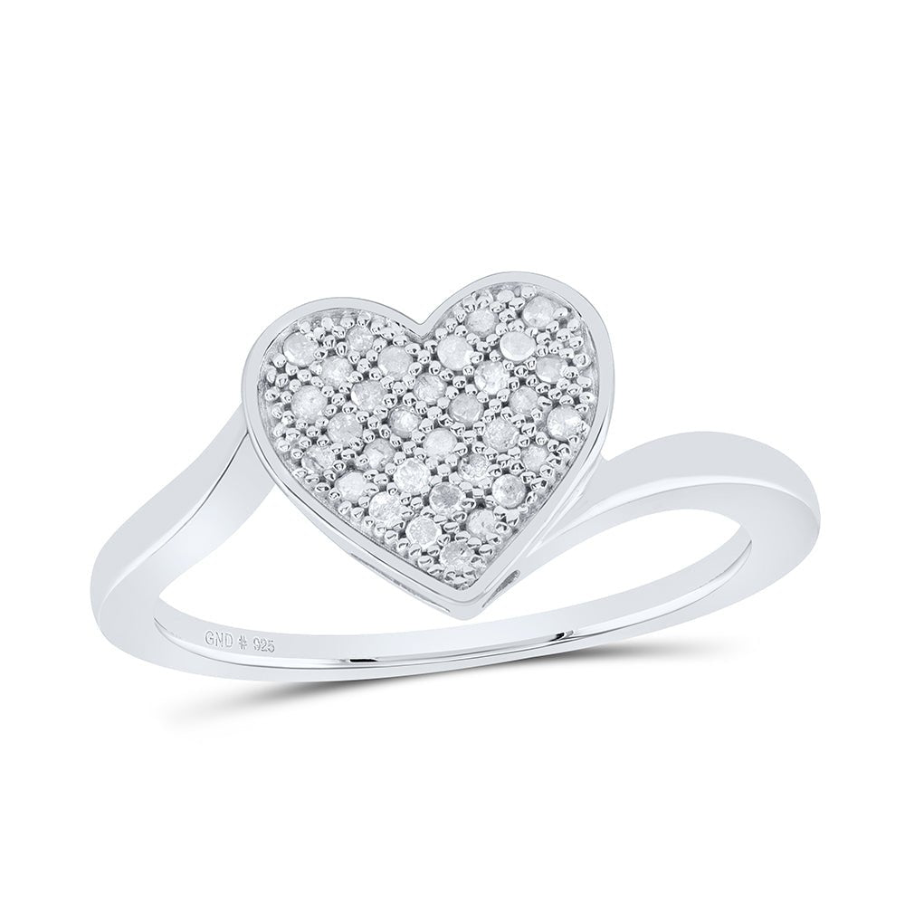 Sterling Silver Diamond Heart Ring 1/5 Cttw - Splendid Jewellery