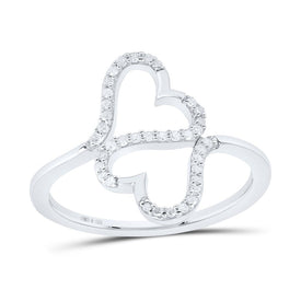 Sterling Silver Diamond Heart Ring 1/8 Cttw - Splendid Jewellery