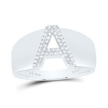 Load image into Gallery viewer, Sterling Silver Diamond Initial "A" Men's Ring 1/8 Cttw - Splendid Jewellery